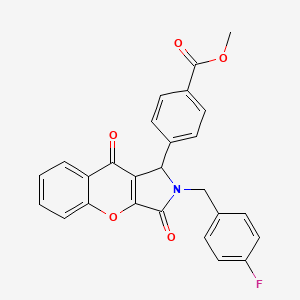 molecular formula C26H18FNO5 B14098155 Methyl 4-[2-(4-fluorobenzyl)-3,9-dioxo-1,2,3,9-tetrahydrochromeno[2,3-c]pyrrol-1-yl]benzoate 