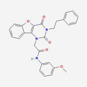 molecular formula C27H23N3O5 B14098159 2-[2,4-dioxo-3-(2-phenylethyl)-3,4-dihydro[1]benzofuro[3,2-d]pyrimidin-1(2H)-yl]-N-(3-methoxyphenyl)acetamide 