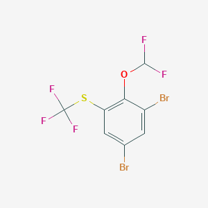 molecular formula C8H3Br2F5OS B1409816 1,5-Dibromo-2-difluoromethoxy-3-(trifluoromethylthio)benzene CAS No. 1806349-22-3