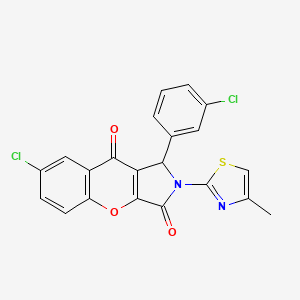 7-Chloro-1-(3-chlorophenyl)-2-(4-methyl-1,3-thiazol-2-yl)-1,2-dihydrochromeno[2,3-c]pyrrole-3,9-dione