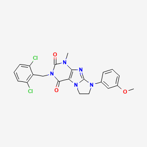 molecular formula C22H19Cl2N5O3 B14098193 2-[(2,6-Dichlorophenyl)methyl]-6-(3-methoxyphenyl)-4-methyl-7,8-dihydropurino[7,8-a]imidazole-1,3-dione 