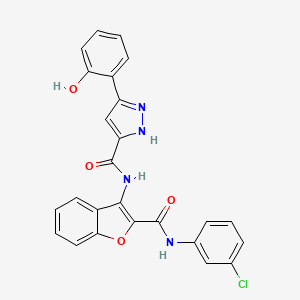 N-{2-[(3-chlorophenyl)carbamoyl]-1-benzofuran-3-yl}-5-(2-hydroxyphenyl)-1H-pyrazole-3-carboxamide