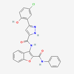 5-(5-chloro-2-hydroxyphenyl)-N-[2-(phenylcarbamoyl)-1-benzofuran-3-yl]-1H-pyrazole-3-carboxamide