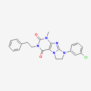 molecular formula C22H20ClN5O2 B14098302 8-(3-chlorophenyl)-1-methyl-3-(2-phenylethyl)-7,8-dihydro-1H-imidazo[2,1-f]purine-2,4(3H,6H)-dione 