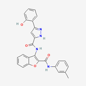 5-(2-hydroxyphenyl)-N-{2-[(3-methylphenyl)carbamoyl]-1-benzofuran-3-yl}-1H-pyrazole-3-carboxamide