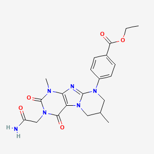 ethyl 4-[3-(2-amino-2-oxoethyl)-1,7-dimethyl-2,4-dioxo-1,2,3,4,7,8-hexahydropyrimido[2,1-f]purin-9(6H)-yl]benzoate