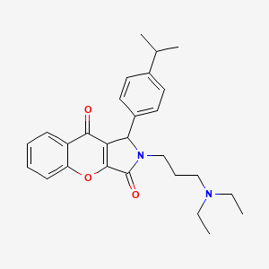 molecular formula C27H32N2O3 B14098388 2-[3-(Diethylamino)propyl]-1-[4-(propan-2-yl)phenyl]-1,2-dihydrochromeno[2,3-c]pyrrole-3,9-dione 