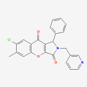 molecular formula C24H17ClN2O3 B14098402 7-Chloro-6-methyl-1-phenyl-2-(pyridin-3-ylmethyl)-1,2-dihydrochromeno[2,3-c]pyrrole-3,9-dione 