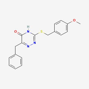 molecular formula C18H17N3O2S B14098416 6-Benzyl-3-[(4-methoxybenzyl)sulfanyl]-1,2,4-triazin-5-ol 