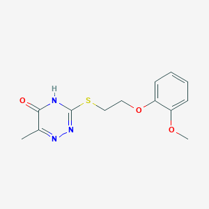 molecular formula C13H15N3O3S B14098430 3-{[2-(2-Methoxyphenoxy)ethyl]sulfanyl}-6-methyl-1,2,4-triazin-5-ol 