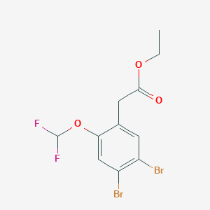 molecular formula C11H10Br2F2O3 B1409845 Ethyl 4,5-dibromo-2-(difluoromethoxy)phenylacetate CAS No. 1806304-97-1