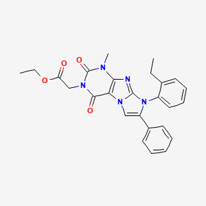 molecular formula C26H25N5O4 B14098454 ethyl 2-(8-(2-ethylphenyl)-1-methyl-2,4-dioxo-7-phenyl-1H-imidazo[2,1-f]purin-3(2H,4H,8H)-yl)acetate 