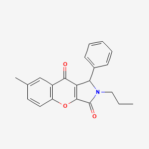 molecular formula C21H19NO3 B14098495 7-Methyl-1-phenyl-2-propyl-1,2-dihydrochromeno[2,3-c]pyrrole-3,9-dione 