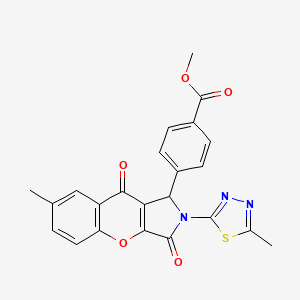 molecular formula C23H17N3O5S B14098497 Methyl 4-[7-methyl-2-(5-methyl-1,3,4-thiadiazol-2-yl)-3,9-dioxo-1,2,3,9-tetrahydrochromeno[2,3-c]pyrrol-1-yl]benzoate 