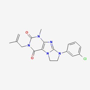 molecular formula C18H18ClN5O2 B14098503 8-(3-chlorophenyl)-1-methyl-3-(2-methylprop-2-en-1-yl)-7,8-dihydro-1H-imidazo[2,1-f]purine-2,4(3H,6H)-dione 