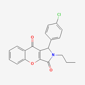 molecular formula C20H16ClNO3 B14098527 1-(4-Chlorophenyl)-2-propyl-1,2-dihydrochromeno[2,3-c]pyrrole-3,9-dione 