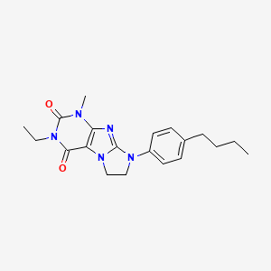 molecular formula C20H25N5O2 B14098543 8-(4-butylphenyl)-3-ethyl-1-methyl-7,8-dihydro-1H-imidazo[2,1-f]purine-2,4(3H,6H)-dione 