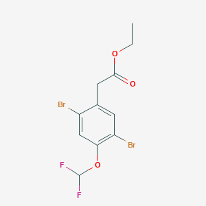 molecular formula C11H10Br2F2O3 B1409858 Ethyl 2,5-dibromo-4-(difluoromethoxy)phenylacetate CAS No. 1806348-75-3