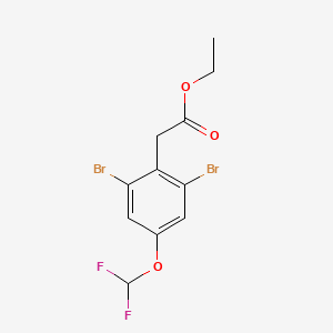 molecular formula C11H10Br2F2O3 B1409859 Ethyl 2,6-dibromo-4-(difluoromethoxy)phenylacetate CAS No. 1803774-82-4