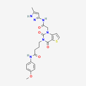 N-(4-methoxyphenyl)-4-(1-(2-((3-methyl-1H-pyrazol-5-yl)amino)-2-oxoethyl)-2,4-dioxo-1,2-dihydrothieno[3,2-d]pyrimidin-3(4H)-yl)butanamide