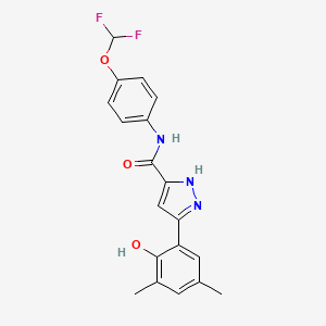 N-[4-(difluoromethoxy)phenyl]-3-(2-hydroxy-3,5-dimethylphenyl)-1H-pyrazole-5-carboxamide