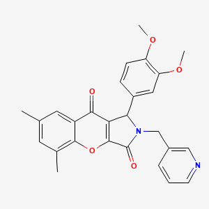 molecular formula C27H24N2O5 B14098633 1-(3,4-Dimethoxyphenyl)-5,7-dimethyl-2-(pyridin-3-ylmethyl)-1,2-dihydrochromeno[2,3-c]pyrrole-3,9-dione 