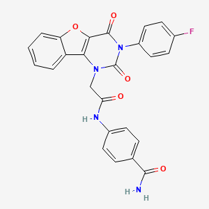 4-(2-(3-(4-fluorophenyl)-2,4-dioxo-3,4-dihydrobenzofuro[3,2-d]pyrimidin-1(2H)-yl)acetamido)benzamide