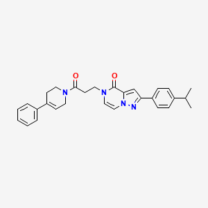 molecular formula C29H30N4O2 B14098683 5-[3-oxo-3-(4-phenyl-3,6-dihydropyridin-1(2H)-yl)propyl]-2-[4-(propan-2-yl)phenyl]pyrazolo[1,5-a]pyrazin-4(5H)-one 