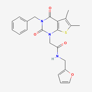 2-{3-benzyl-5,6-dimethyl-2,4-dioxo-1H,2H,3H,4H-thieno[2,3-d]pyrimidin-1-yl}-N-[(furan-2-yl)methyl]acetamide