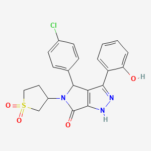 molecular formula C21H18ClN3O4S B14098751 4-(4-chlorophenyl)-5-(1,1-dioxidotetrahydrothiophen-3-yl)-3-(2-hydroxyphenyl)-4,5-dihydropyrrolo[3,4-c]pyrazol-6(1H)-one 