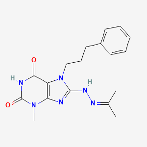 molecular formula C18H22N6O2 B14098769 3-Methyl-7-(3-phenylpropyl)-8-(2-propan-2-ylidenehydrazinyl)purine-2,6-dione CAS No. 303973-04-8