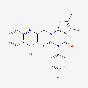 molecular formula C23H17FN4O3S B14098850 3-(4-Fluorophenyl)-5,6-dimethyl-1-[(4-oxopyrido[1,2-a]pyrimidin-2-yl)methyl]thieno[2,3-d]pyrimidine-2,4-dione 