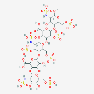 6-[6-[2-Carboxy-4-hydroxy-6-[4-hydroxy-6-methoxy-5-(sulfoamino)-2-(sulfooxymethyl)oxan-3-yl]oxy-5-sulfooxyoxan-3-yl]oxy-5-(sulfoamino)-4-sulfooxy-2-(sulfooxymethyl)oxan-3-yl]oxy-3-[4,5-dihydroxy-3-(sulfoamino)-6-(sulfooxymethyl)oxan-2-yl]oxy-4,5-dihydroxyoxane-2-carboxylic acid