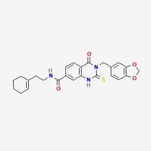 3-(1,3-benzodioxol-5-ylmethyl)-N-[2-(cyclohexen-1-yl)ethyl]-4-oxo-2-sulfanylidene-1H-quinazoline-7-carboxamide