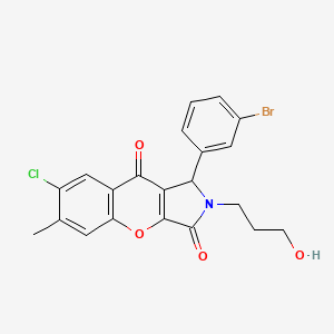 molecular formula C21H17BrClNO4 B14099024 1-(3-Bromophenyl)-7-chloro-2-(3-hydroxypropyl)-6-methyl-1,2-dihydrochromeno[2,3-c]pyrrole-3,9-dione 