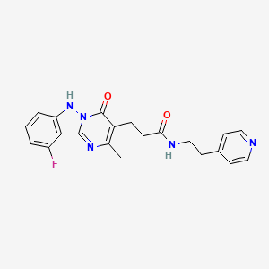 3-(10-fluoro-2-methyl-4-oxo-1,4-dihydropyrimido[1,2-b]indazol-3-yl)-N-[2-(pyridin-4-yl)ethyl]propanamide