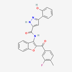 molecular formula C26H18FN3O4 B14099064 N-{2-[(3-fluoro-4-methylphenyl)carbonyl]-1-benzofuran-3-yl}-5-(2-hydroxyphenyl)-1H-pyrazole-3-carboxamide 