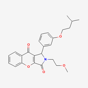 molecular formula C25H27NO5 B14099081 2-(2-Methoxyethyl)-1-[3-(3-methylbutoxy)phenyl]-1,2-dihydrochromeno[2,3-c]pyrrole-3,9-dione 