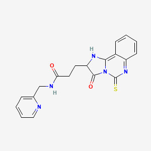 molecular formula C19H17N5O2S B14099166 3-{3-oxo-5-sulfanylidene-2H,3H,5H,6H-imidazo[1,2-c]quinazolin-2-yl}-N-[(pyridin-2-yl)methyl]propanamide 