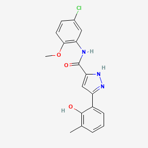 N-(5-chloro-2-methoxyphenyl)-5-(2-hydroxy-3-methylphenyl)-1H-pyrazole-3-carboxamide