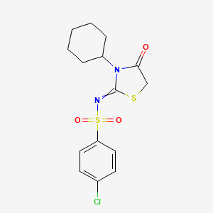 4-chloro-N-(3-cyclohexyl-4-oxo-1,3-thiazolidin-2-ylidene)benzenesulfonamide