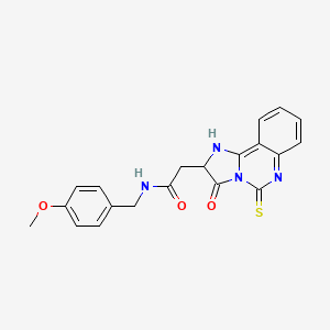 molecular formula C20H18N4O3S B14099228 N-[(4-methoxyphenyl)methyl]-2-{3-oxo-5-sulfanylidene-2H,3H,5H,6H-imidazo[1,2-c]quinazolin-2-yl}acetamide 