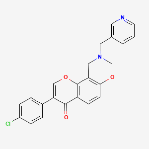 molecular formula C23H17ClN2O3 B14099229 3-(4-chlorophenyl)-9-(pyridin-3-ylmethyl)-9,10-dihydro-4H,8H-chromeno[8,7-e][1,3]oxazin-4-one 