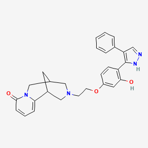 molecular formula C28H28N4O3 B14099242 3-(2-(3-hydroxy-4-(4-phenyl-1H-pyrazol-3-yl)phenoxy)ethyl)-3,4,5,6-tetrahydro-1H-1,5-methanopyrido[1,2-a][1,5]diazocin-8(2H)-one 