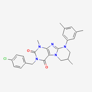 3-(4-chlorobenzyl)-9-(3,5-dimethylphenyl)-1,7-dimethyl-6,7,8,9-tetrahydropyrimido[2,1-f]purine-2,4(1H,3H)-dione