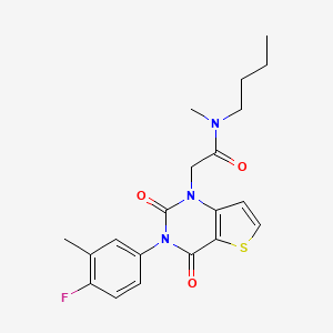 molecular formula C20H22FN3O3S B14099416 N-butyl-2-(3-(4-fluoro-3-methylphenyl)-2,4-dioxo-3,4-dihydrothieno[3,2-d]pyrimidin-1(2H)-yl)-N-methylacetamide 