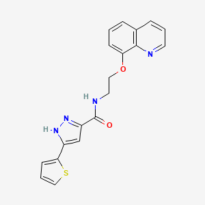 N-(2-(quinolin-8-yloxy)ethyl)-3-(thiophen-2-yl)-1H-pyrazole-5-carboxamide