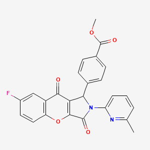 molecular formula C25H17FN2O5 B14099485 Methyl 4-[7-fluoro-2-(6-methylpyridin-2-yl)-3,9-dioxo-1,2,3,9-tetrahydrochromeno[2,3-c]pyrrol-1-yl]benzoate 