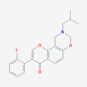 molecular formula C21H20FNO3 B14099507 3-(2-fluorophenyl)-9-(2-methylpropyl)-9,10-dihydro-4H,8H-chromeno[8,7-e][1,3]oxazin-4-one 