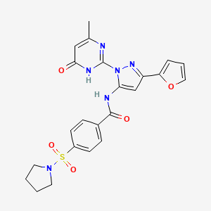 N-(3-(furan-2-yl)-1-(4-methyl-6-oxo-1,6-dihydropyrimidin-2-yl)-1H-pyrazol-5-yl)-4-(pyrrolidin-1-ylsulfonyl)benzamide